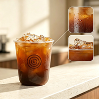 Gobelet jetable transparent en PP biodégradable personnalisé pour boissons froides avec couvercles 12oz Vodka