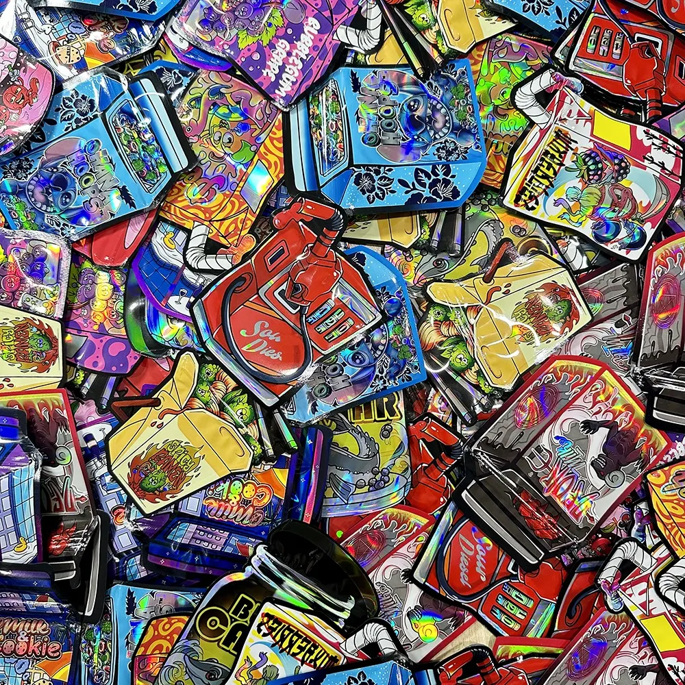100pcs 모양 마일라 홀로그램 비닐 봉지 음식 재미있는 소품 DIY Playsets 휴일 파티 생일-포장 선물 놀라움
