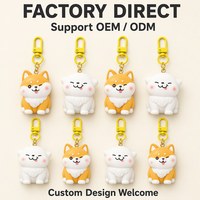 Porte-clés breloque en PVC souple personnalisé OEM, vente en gros directe d'usine, motif duo de chiots Shiba Inu mignons et kawaii
