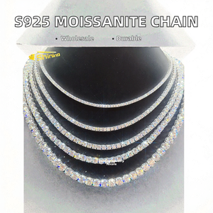 Cadena de Moissanita Chapada en Oro de Plata S925 de 2MM a 6.5MM, Estilo Hip Hop, Collar Tenis para Mujer y Hombre, Precio al por Mayor - Product Image 3