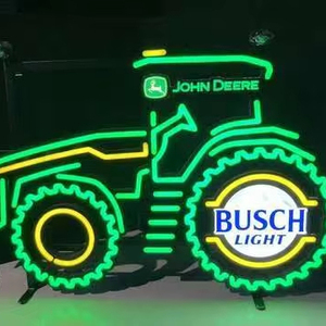 Letrero de Luz <span class=keywords><strong>LED</strong></span> de Neón Acrílico Rectangular Personalizado con Forma de Tractor John Deere y Letras Busch Light, Letrero Electrónico Decorativo para Tienda, <span class=keywords><strong>Bar</strong></span> o Comercio - Product Image 1