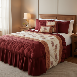 Couette rectangulaire Primavera Competition Ruby King Size en coton brodé de fleurs, style classique - Product Image 2