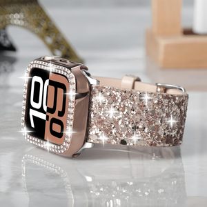 Bracelet scintillant compatible <span class=keywords><strong>Apple</strong></span> <span class=keywords><strong>Watch</strong></span> avec boîtier en diamant bling 38mm-49mm série 11/10/9/8/7/6/5/4/3/2/1 & SE3/SE2/bandes <span class=keywords><strong>SE</strong></span> - Product Image 2