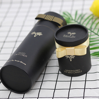 Boîte à bougies de mariage tubulaire noire populaire en gros, bougies en verre parfumées à la cire de soja de luxe