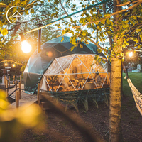 Dôme géodésique transparent pour glamping en plein air, tente hôtel avec salle de bain pour hôtel ou petit événement