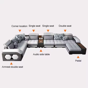 Sofá <span class=keywords><strong>Cama</strong></span> <span class=keywords><strong>Modular</strong></span> Moderno Personalizable con Acabado Brillante, Unidad de Carga USB Inteligente, Soporte Lateral de Audio, Tapizado en Cuero Sintético, Forma de L - Product Image 5