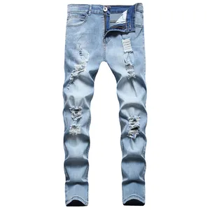 Gingtto Wholesaleカスタムヘンプメンズストレートデニムジーンズリップドプラスサイズ2021服メンズジーンズパンツストリートウェア