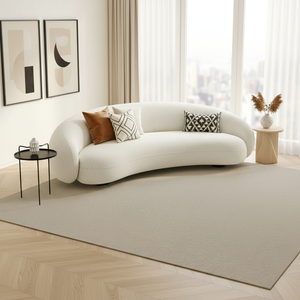 Canapé Courbé Monoplace en Flanelle Crème <span class=keywords><strong>Pas</strong></span> <span class=keywords><strong>Cher</strong></span> avec Pieds en Bois, Design Moderne et Simple pour Salons et Petits Espaces - Product Image 6