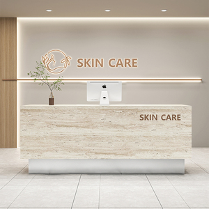 Mostrador de Recepción para Tienda de <span class=keywords><strong>Ropa</strong></span> Femenina de Lujo, Caja Registradora de Lujo, Barra Pequeña para Tienda, Mostrador con Frente de Piedra - Product Image 4