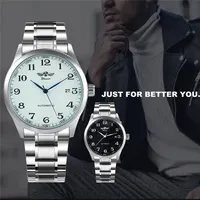 WINNER 166 Montres mécaniques pour hommes, vente chaude, marque de mode masculine, montres de luxe avec date et calendrier, bracelet en acier, étanches, pour homme
