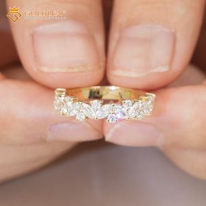 Anillo de Compromiso con Diamante Cultivado en Laboratorio, Corte Marquesa, Chapado en Oro de 10k, 14k o 18k, Personalizado por Goldleafgem, Anillo de Boda Redondo, Regalo para Ella - Product Image 3