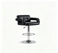 Chaise de bar pivotante à hauteur réglable avec accoudoirs et dossier en cuir PU, base métallique, pour usage commercial et domestique, tabouret de comptoir de bar, vente en gros