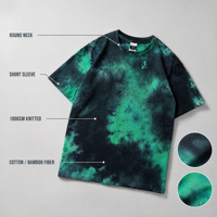 T-shirt graphique tie-dye épais 180 g/m² en coton/bambou tricoté écologique, couleur dégradée douce, unisexe, streetwear