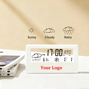 Reloj Despertador Digital LCD Transparente con Logotipo Personalizable, Diseño Moderno, Calendario Electrónico, Temperatura, para Sala de Estar y Cocina - Product Image 1