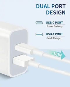 US/EU <b>Plug</b> Quick Charger A+<b>C</b> <b>USB</b> Dual Charging Port 20W Fast Charger QC3.0 <b>USB</b>-<b>C</b> Power Supply <b>Adapter</b> Charger Block - Product Image 5
