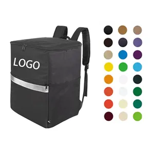 Insulated Food Delivery Backpack with Drink Cup Holders Pocket Reflectors for Groceries Dashers Cooler Delivery Bag