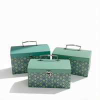 Boîtes rigides populaires en carton vert, rectangulaires, avec poignée, pour cadeaux, en carton recyclable, acceptées