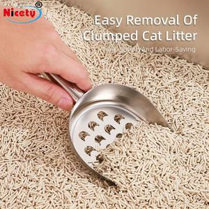 Pelle à litière pour chat moderne en acier inoxydable avec long manche antiadhésif rapide tamisage pelle à litière pour animaux de compagnie pour usage domestique - Product Image 5