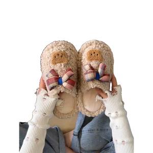 Mules ouvertes Evergreen pour femme, automne/hiver, à semelle épaisse, double couche, en laine et coton, antidérapantes - Product Image 1