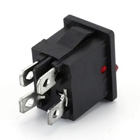 Interrupteur à bascule KCD1 tout cuivre à deux broches de type bateau 15*21 pour balance électronique, fonction marche-arrêt, IP11/IP12, certifié CQC CE, en laiton avec LED