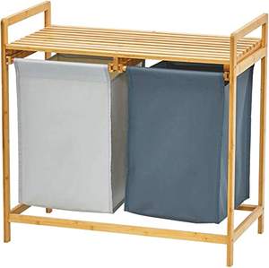 <span class=keywords><strong>Cesta</strong></span> <span class=keywords><strong>de</strong></span> lavandería <span class=keywords><strong>de</strong></span> bambú Estantes-Marco separador deslizante <span class=keywords><strong>de</strong></span> 2 secciones <span class=keywords><strong>Cesta</strong></span> <span class=keywords><strong>de</strong></span> lavandería para baño Clasificador <span class=keywords><strong>de</strong></span> <span class=keywords><strong>ropa</strong></span> sucia Organizador - Product Image 6