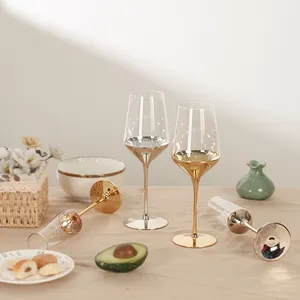 Kacamata anggur sampanye kristal, Nordic, cahaya mewah, kaca emas elektrik berlapis emas sangat perak, kacamata anggur merah