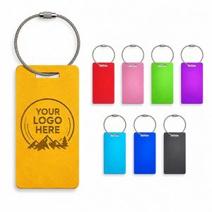 Custom Logo Promotional Gift Aluminum Luggage <b>Tag</b> Metal Travel Bag <b>Tag</b> Personalized Suitcase <b>Name</b> <b>Tag</b> with Steel Wire Loop - Product Image 1