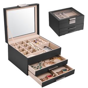 กล่องใส่เครื่องประดับทำจากผ้ากำมะหยี่ขนาดใหญ่พกพาได้มีเอกลักษณ์ชุดสีเหลืองขนาดเดินทางสีเขียว - Product Image 1