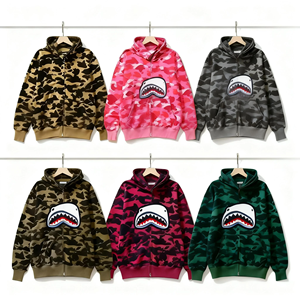 Sudadera con Capucha Bapees Shark 222 para Hombre, Sudadera con Cierre Completo y Logotipo Personalizado, Sudadera con Capucha Bapees Estampada para Hombre 1.1 - Product Image 1