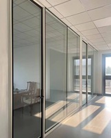Cloison de bureau en verre avec cadre en aluminium, cloison modulaire insonorisée, installation facile, séparateur moderne