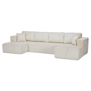 Ensemble de canapés convertibles de haute qualité, design moderne beige, pour appartements et salons d'hôtels, tissu en velours côtelé - Product Image 2