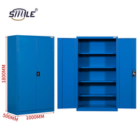 Armoire à outils en acier SMILE Workshop, 2 portes battantes, 2 tiroirs, 3 niveaux, peinture pulvérisée, serrure à clé, rangement de garage