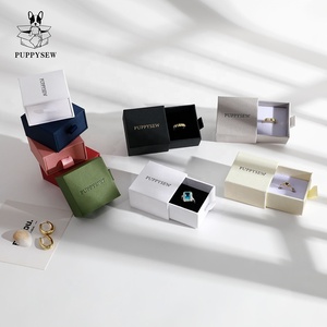 PUPPYSEW Ring Box Jewelry <b>Drawer</b> Boxes High Quantity Texture Paper V-groove Sliding Cardboard Package Box With Custom logo - Product Image 4