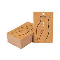 Carte de présentation écologique en papier kraft pour bijoux de piercing (boucles d'oreilles, anneaux de nombril) avec étiquette suspendue, impression personnalisée, 5x8 cm, sac en plastique