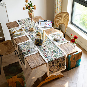 Tischdecke mit Fransen American Vintage Style Floral Deckchen Küchentisch decke mit Quaste Dekorative Esstisch matten - Product Image 1