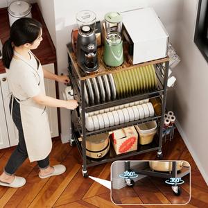 Organiseurs de <span class=keywords><strong>cuisine</strong></span> multifonctionnels modernes en bois et étagères de rangement pour four en métal avec roulettes et drainage pour la <span class=keywords><strong>cuisine</strong></span> - Product Image 2