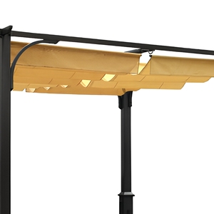 <span class=keywords><strong>Pavillon</strong></span> d'extérieur en aluminium avec toit en finition imitation bois - Gazebo à toit surélevé - Tente <span class=keywords><strong>de</strong></span> patio robuste pour jardin, pelouse - Product Image 3