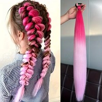 Perruque queue de cheval tressée colorée avec élastique, nouée à la main, pour Halloween