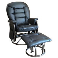 Fauteuil inclinable en similicuir rembourré avec repose-pieds et structure métallique pour chambre et hôtel
