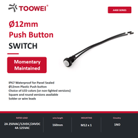 Interrupteur à bouton-poussoir TOOWEI 12 mm avec borne de câblage, maintenu en position, non éclairé, certifié CE RoHS, étanche IP67
