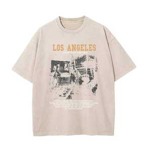 Custom <b>Moisture</b>-<b>Wicking</b> Street Versatile Tee 250g - Stone Enzyme Heavy Washed 100% Cotton, Men's Loose Drop Shoulder - Product Image 1