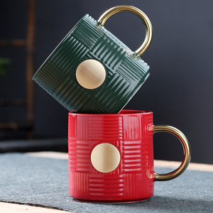 Mug en céramique moderne avec poignée en cuivre et logo, tasse en cuivre Redwood pour un usage quotidien - Product Image 2
