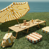 Table de pique-nique pliante en teck, portable, pliable, basse, pour le jardin, la cour, la pelouse, la plage, le parc, les fêtes