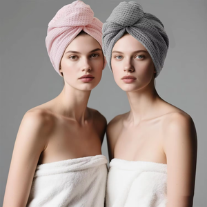 Toalla de <span class=keywords><strong>microfibra</strong></span> para el cabello rizado, tejido tipo gofre, secado rápido, súper absorbente, anti-frizz, turbante para mujeres con cabello largo <span class=keywords><strong>y</strong></span> grueso - Product Image 6
