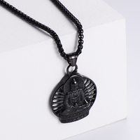Collar de Buda de acero inoxidable chapado en oro para hombre, joyería colgante de Buda, venta al por mayor
