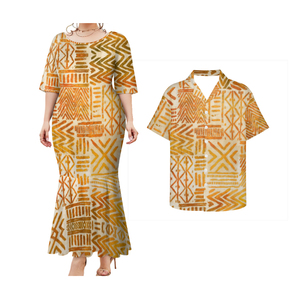<span class=keywords><strong>2022</strong></span> été Offres Spéciales Style tropical hawaïen personnalisé Couple costume mode à la mode ajusté hommes <span class=keywords><strong>chemise</strong></span> grande taille queue de poisson robe - Product Image 2