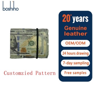 กระเป๋าสตางค์หนังวินเทจพับได้แบบสั่งทำ Boshiho รุ่นใหม่ ดีไซน์บางเฉียบ พิมพ์ลายได้ตามต้องการ ช่องใส่บัตรและธนบัตรหลากหลายแบบ สำหรับใส่เงินดอลลาร์และบัตรเครดิต - Product Image 1