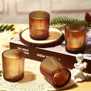 Wholesale Clear <strong>Small</strong> Cylinder Vertical Stripe Ribbed Glass <strong>Candle</strong> <strong>Holder</strong> Votive Wax Jar for Tealight Wedding Glass <strong>Candle</strong> Jars - Product Image 2