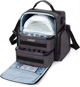Free Sample Custom Logo Cosmetic Bag Polyester Nylon Holds 48 Bottles <b>Nail</b> <b>Polish</b> <b>Nail</b> Lamp <b>Organizer</b> with 2 Removable Pouches - Product Image 1