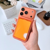 Portefeuille magnétique transparent orange pour 2 cartes, logo personnalisé, styles variés, accessoires pour téléphones portables iPhone Samsung, vente en gros